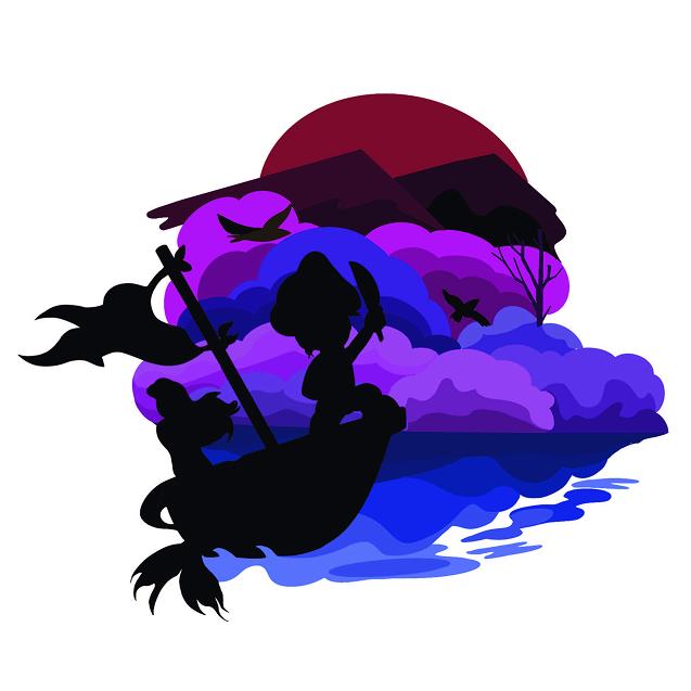 Illustration de la sirène et du pirate sur le navire